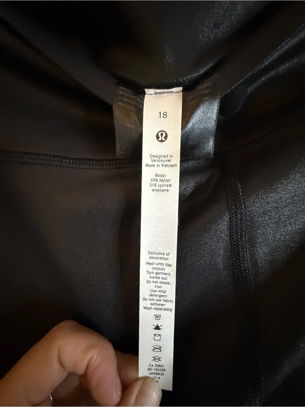 lululemon athletica Black Faux-Leather Leggings